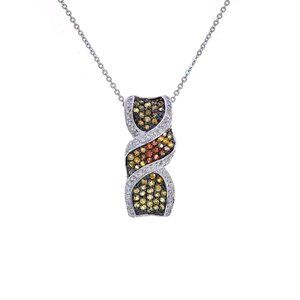 0.75 Ct.tw Multi-Color Topaz And 0.30 Ct. tw. Diamond Pendant 14K Gold